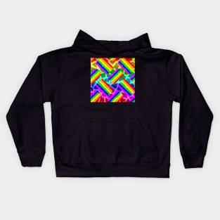 Rainbow Leapord & Rainbow Rought Stripes Thatched Kids Hoodie